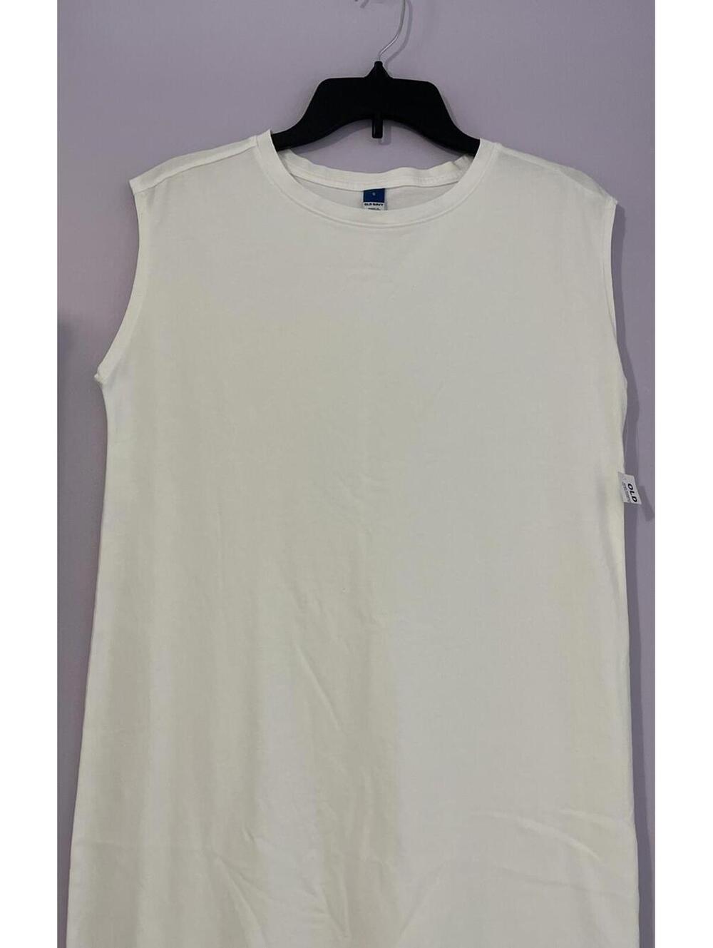 Old Navy Womens Small White Long Sleeveless Straight-Fit Cotton Dress NEW! A4008 - Picture 2 of 7